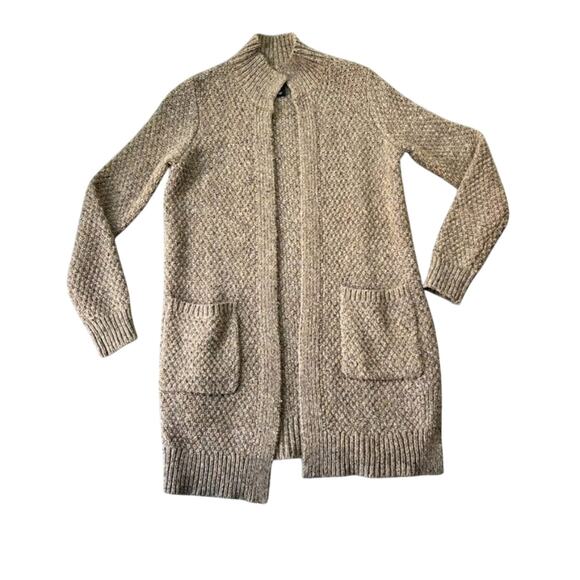 Cynthia Rowley Cardigan Sweater Womens S Brown Wool Mock Neck Open Front - Picture 1 of 7